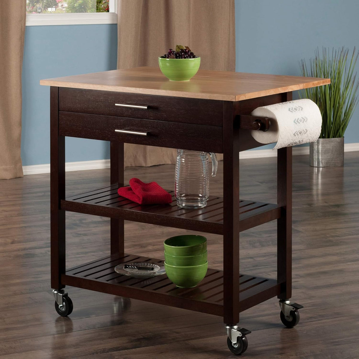 Cappuccino Natural Kitchen Cart B99527