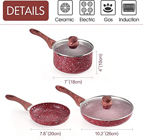 5 Piece Nonstick Cookware Set with Saucepan and Frying Pans X202955