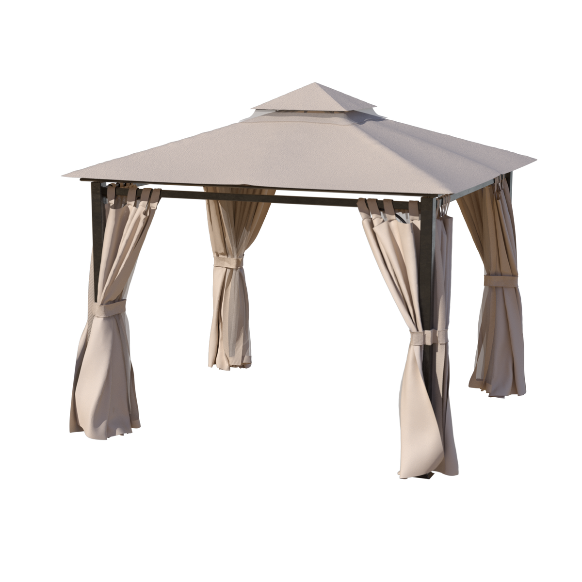 10 x 10 Outdoor Polyester Gazebo with Mosquito Netting and Privacy Curtains U524