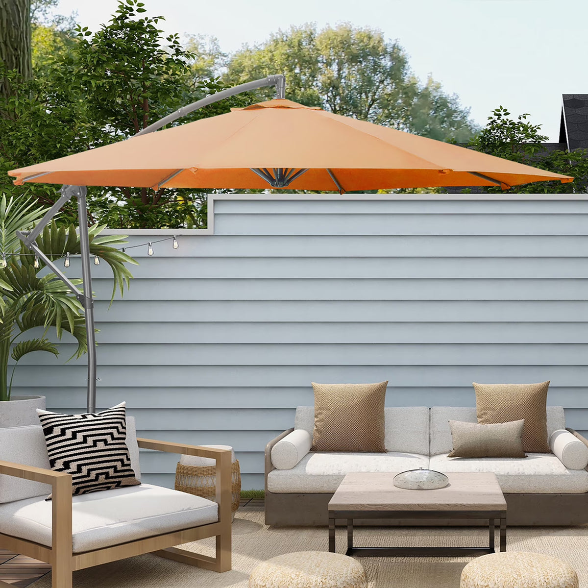 10ft Offset Patio Umbrella with Cross Base L64456