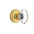 Classic Rosette Passage Oval Clear Crystal Glass Door Knob, Unlacquered Brass R254734