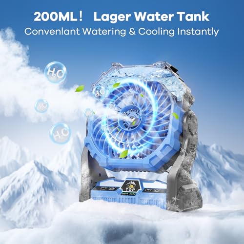 30000 mAh Rechargeable Portable Misting Fan with RGB Lantern Y336563