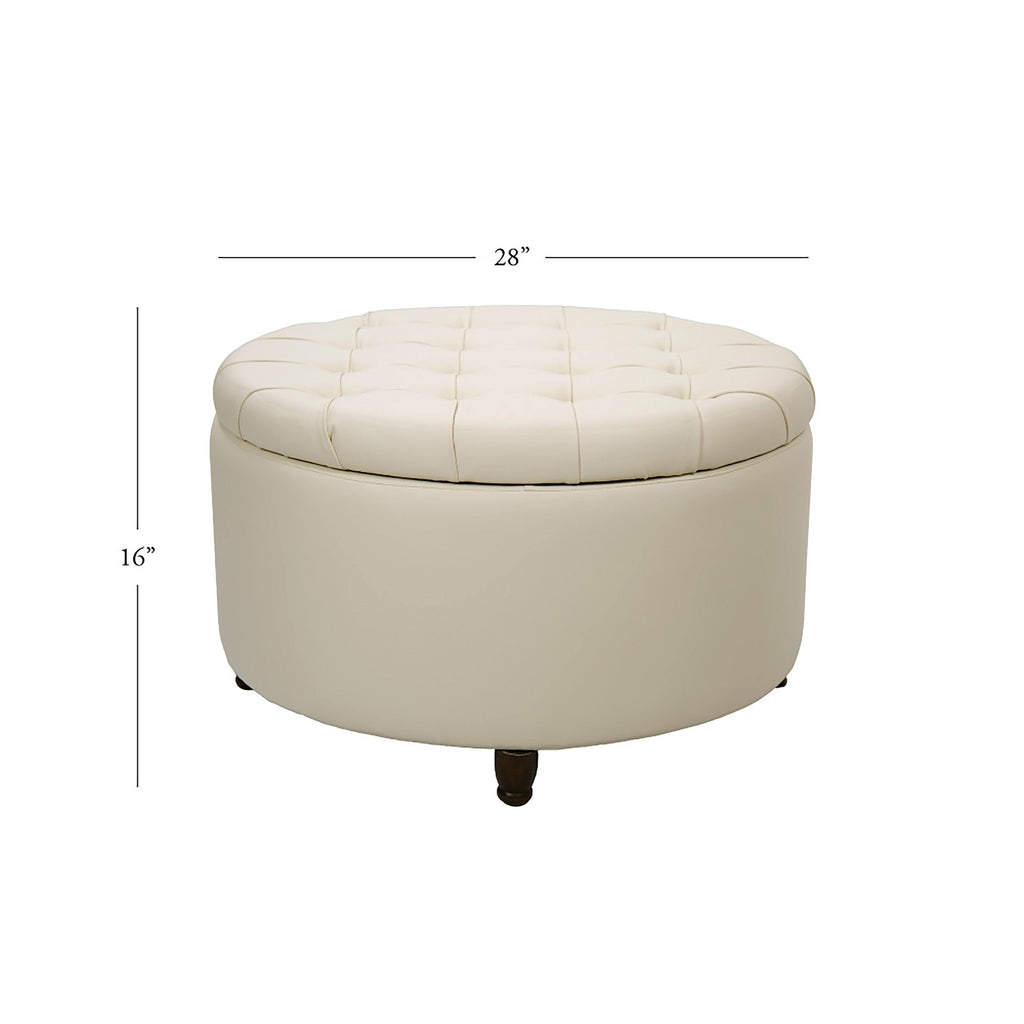 Black Pintucked Storage Ottoman R464354