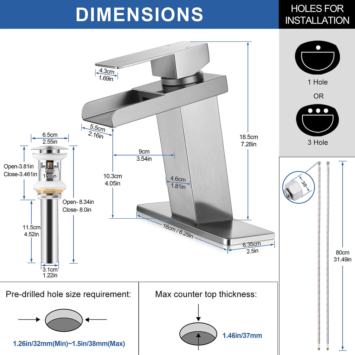 Modern Waterfall Spout Bathroom Sink Faucet E6502