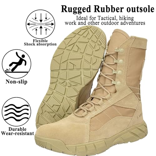 Lightweight Tactical Military Boots Side Zipper Lace Up R7684