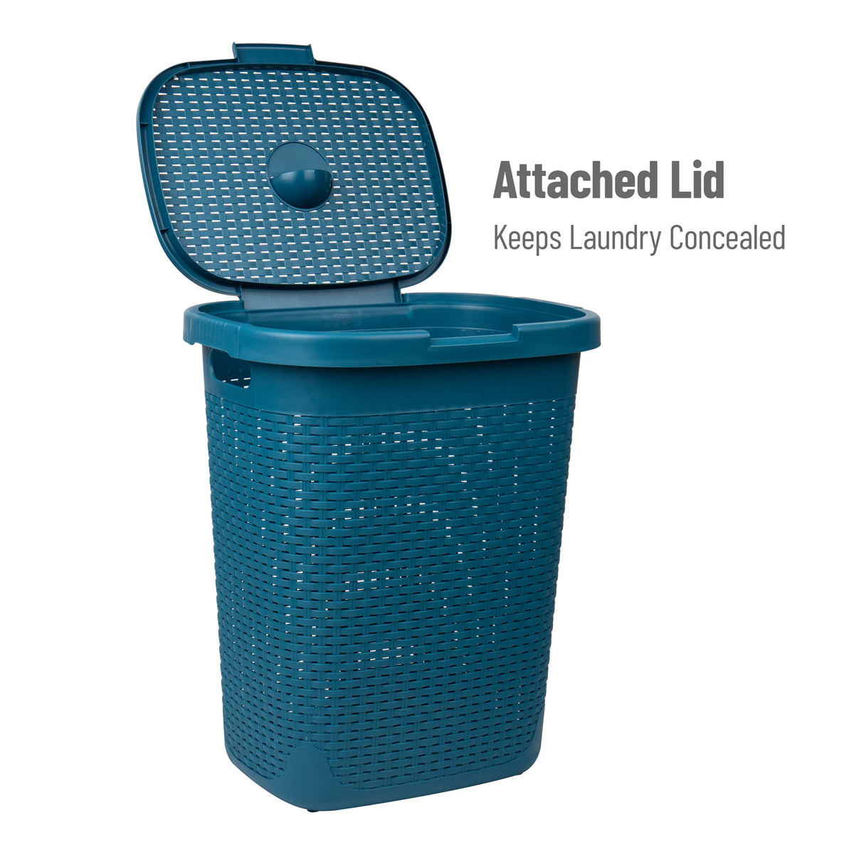 50L Slim Laundry Hamper with Lid, Set of 2, Blue T835