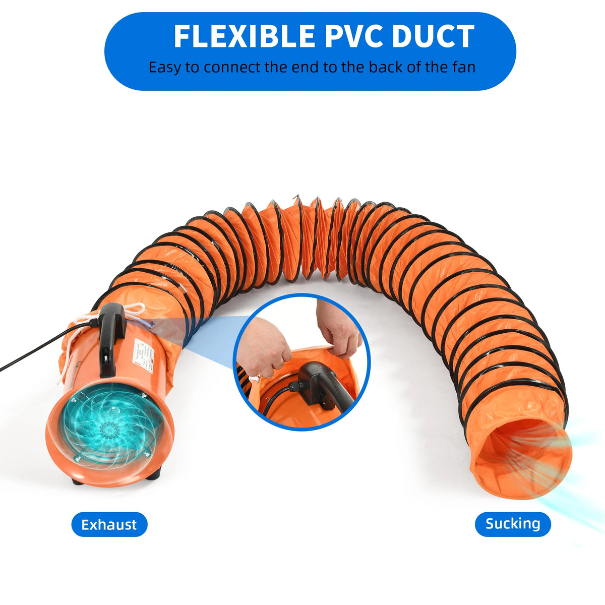 8" Utility Blower Extractor Fan with 16ft Duct Hose Y604