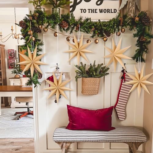 12 Inches 5 PCS Natural Paper Star Lanterns J3729