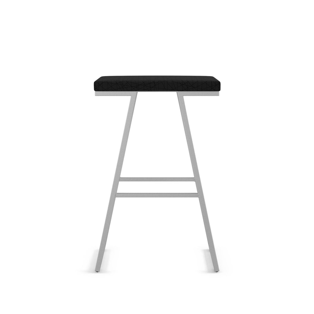 Black/Silver Gray PVC and Metal Counter Stool L20188