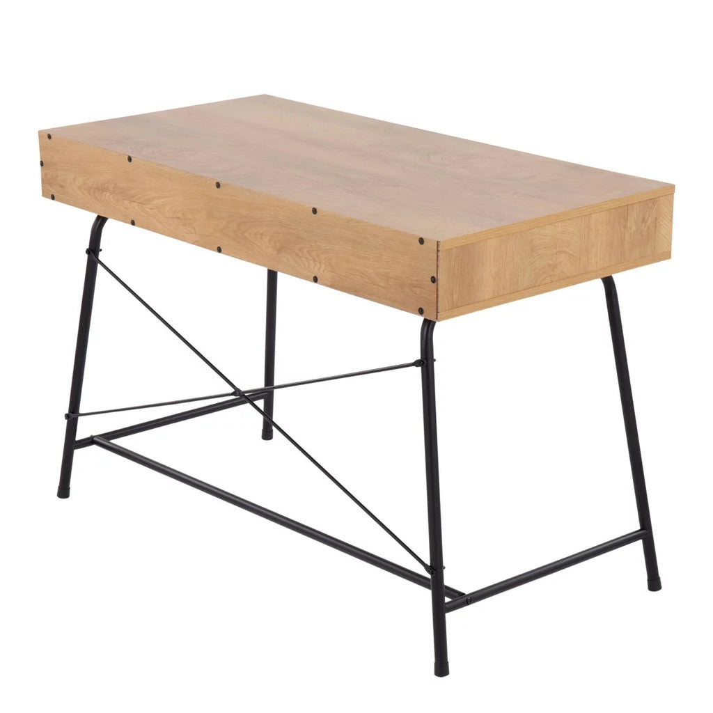 Black Steel Brown Wood Industrial Desk Q16781