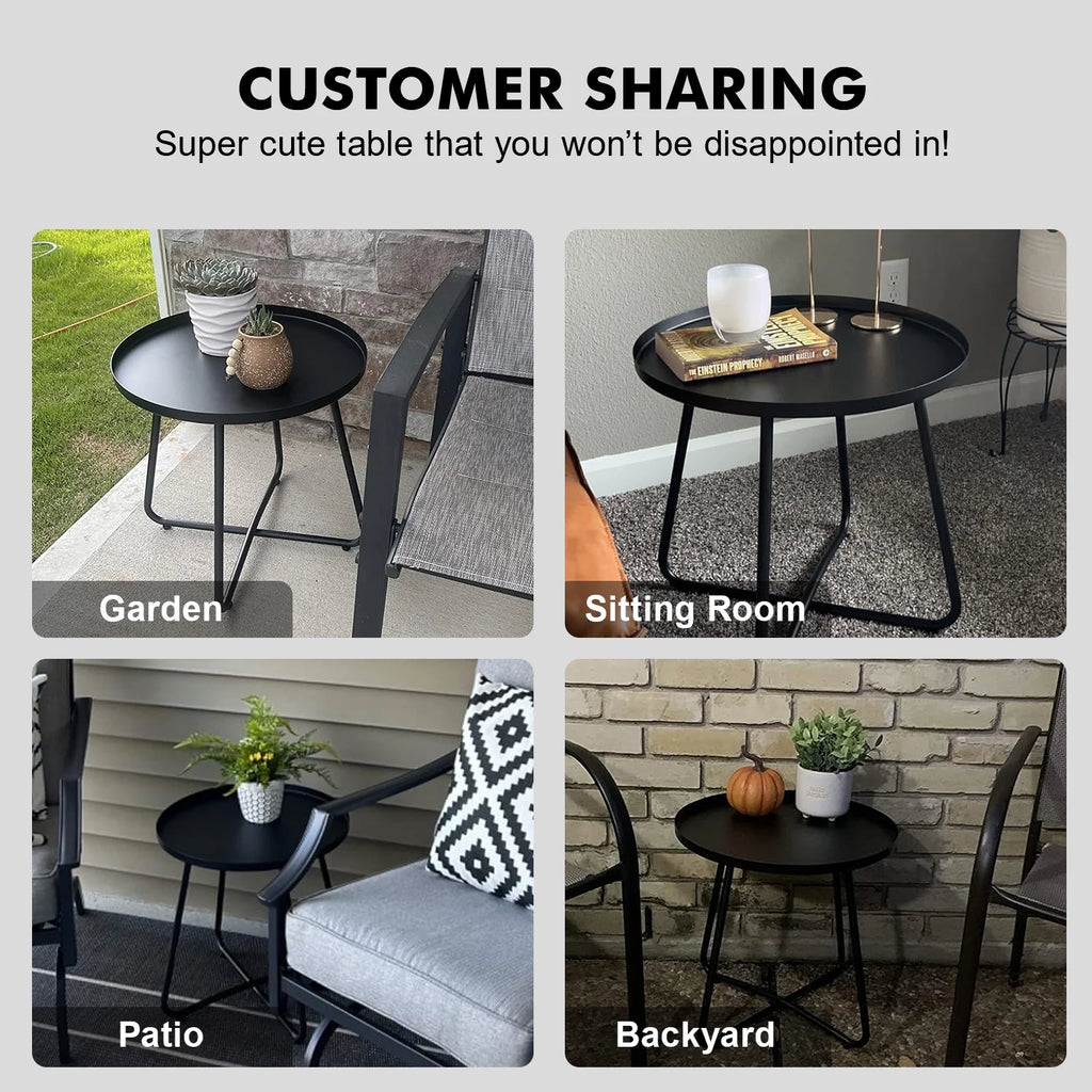 Black Round Steel Outdoor Side Table G467