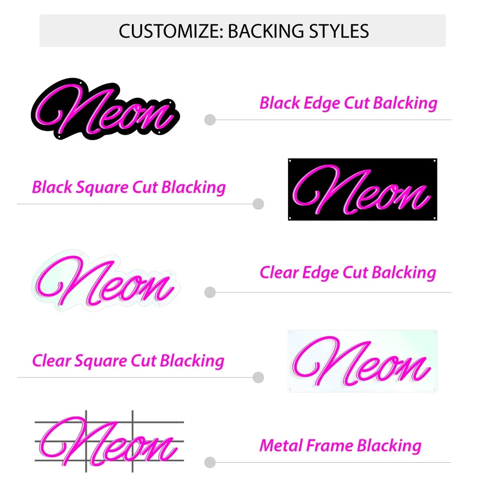 Black Square Cut Acrylic Backing LED Neon Sign with Dimmer N79318