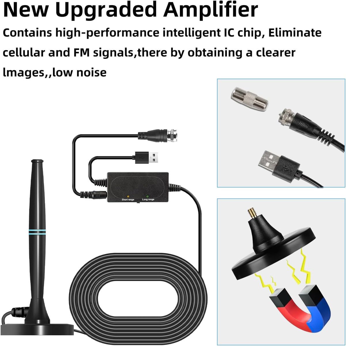 Amplified HDTV Indoor Digital Antenna Long Range TV Antenna Y724