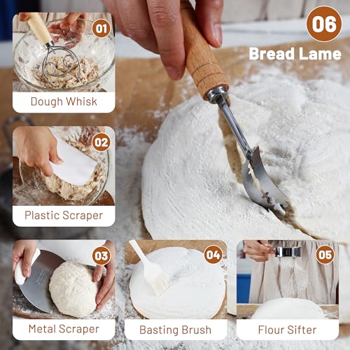 9.5 Inch Round & 10.5 Inch Oval Foldable Sourdough Bread Proofing Basket with Linen Liner Q788