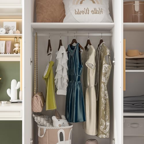 White 3 Door Armoire Wardrobe with Shelves U1822