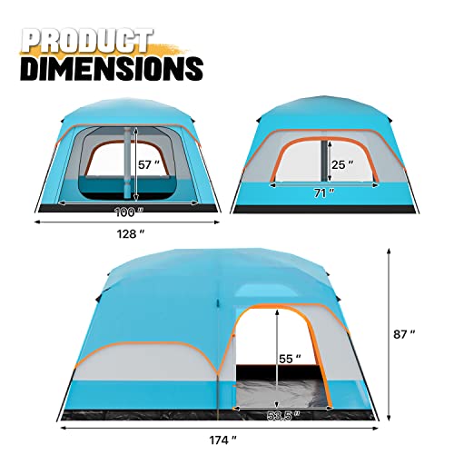 Coffee 5-8 Person Waterproof Windproof Tent with Carry Bag W293