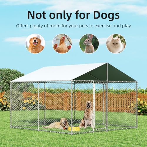 7.8x7.8 ft Outdoor Heavy Duty Dog Kennel with Waterproof Cover Roof and Security Lock N15997