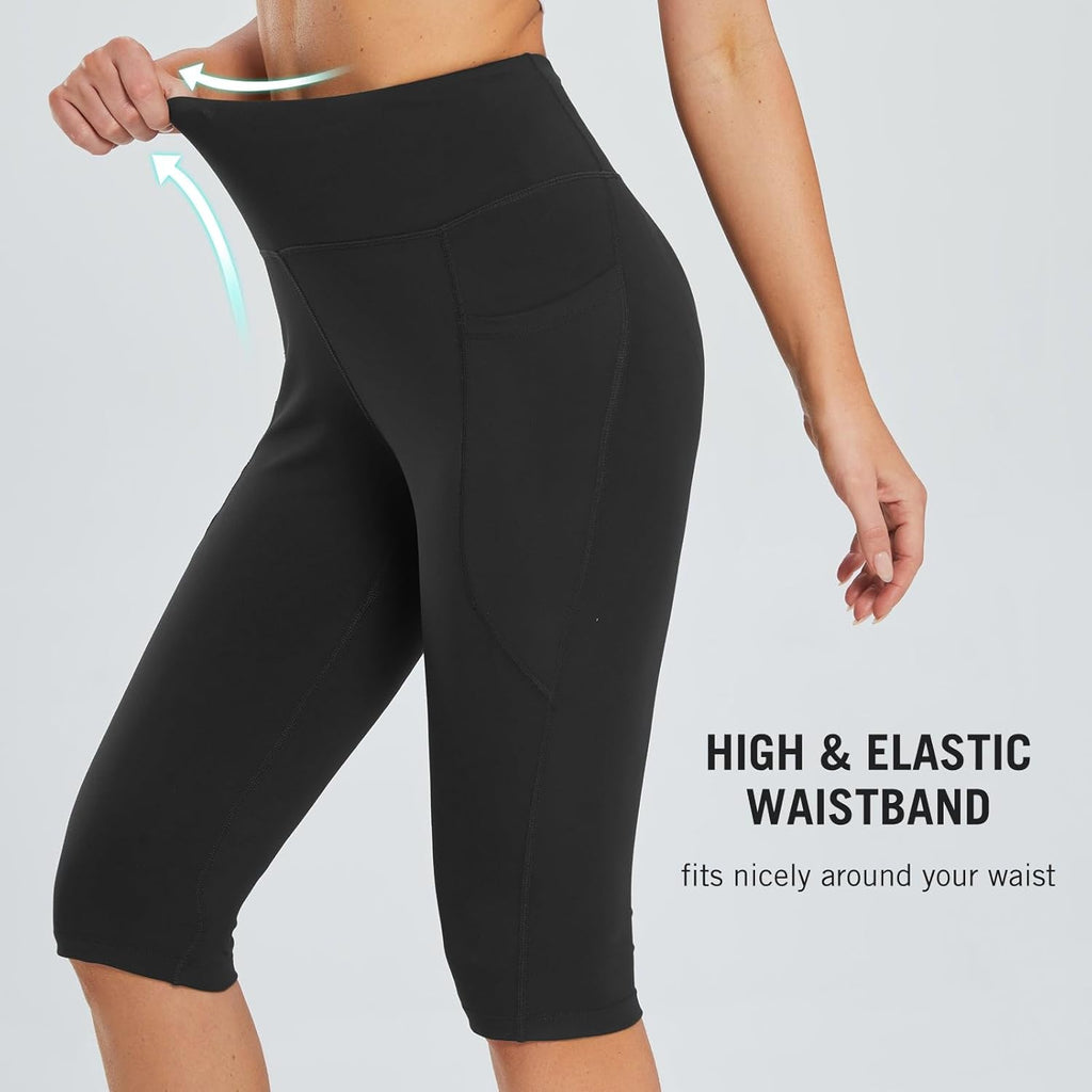 Women's Capris with Pockets High Waisted Stretch Yoga Capri Leggings R989