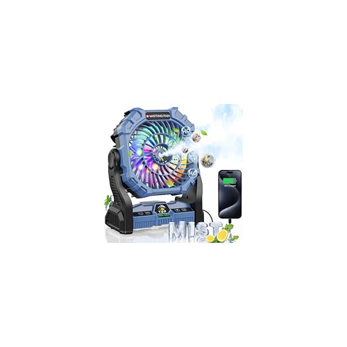 30000 mAh Rechargeable Portable Misting Fan with RGB Lantern Y336563