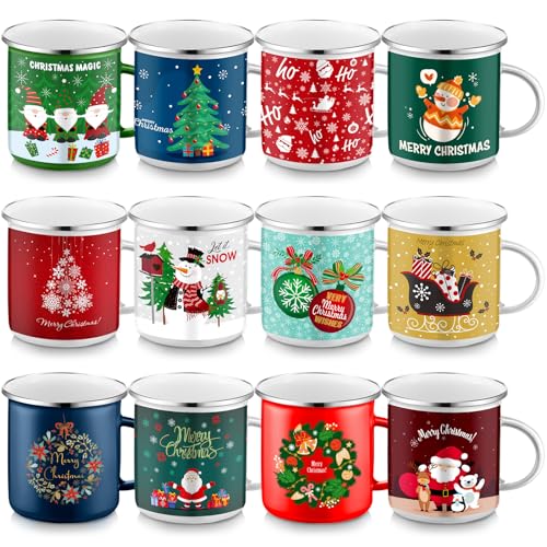 16 Pcs 12 oz Enamel Mugs Set K4694