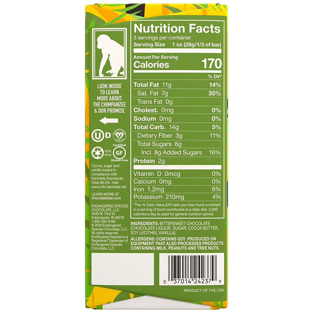 Dark Chocolate 72% Cocoa Bar 3 oz Pack of 3 D175