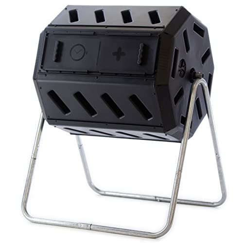 Black 37 Gallon Dual Chamber Tumbling Composter R9015