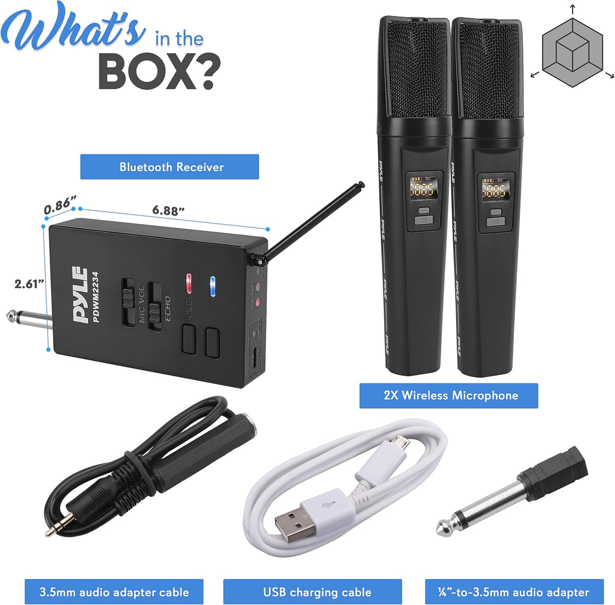 Portable Dual Wireless Microphone System with 2 Handheld Transmitter and 1 Receiver C9542