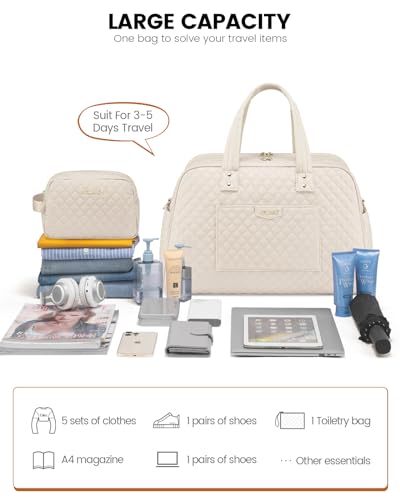 Large Travel Duffle Bag with Laptop Compartment, Beige C176144