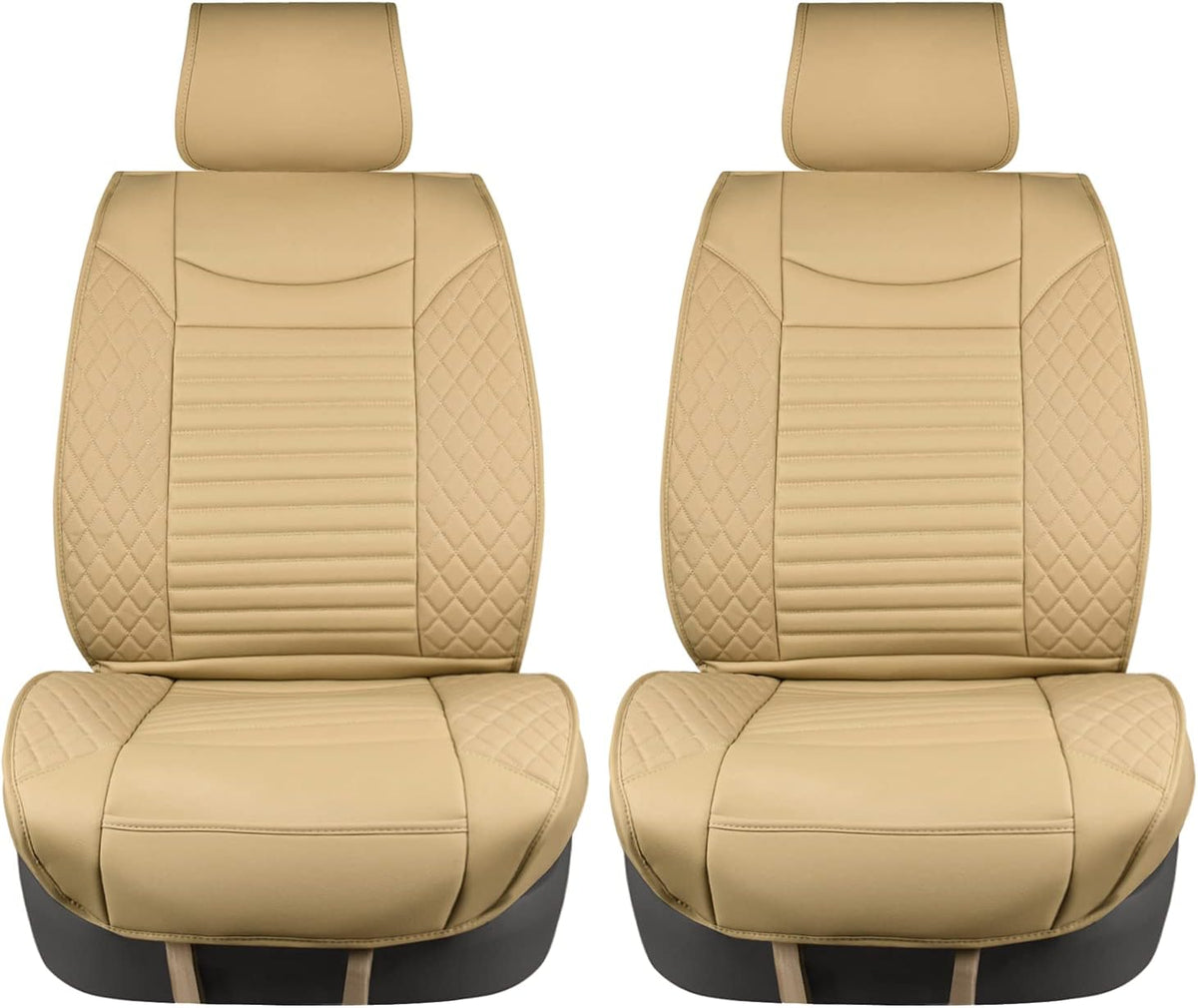 Black Red Waterproof Leather Car Seat Covers Set of 2 P140949