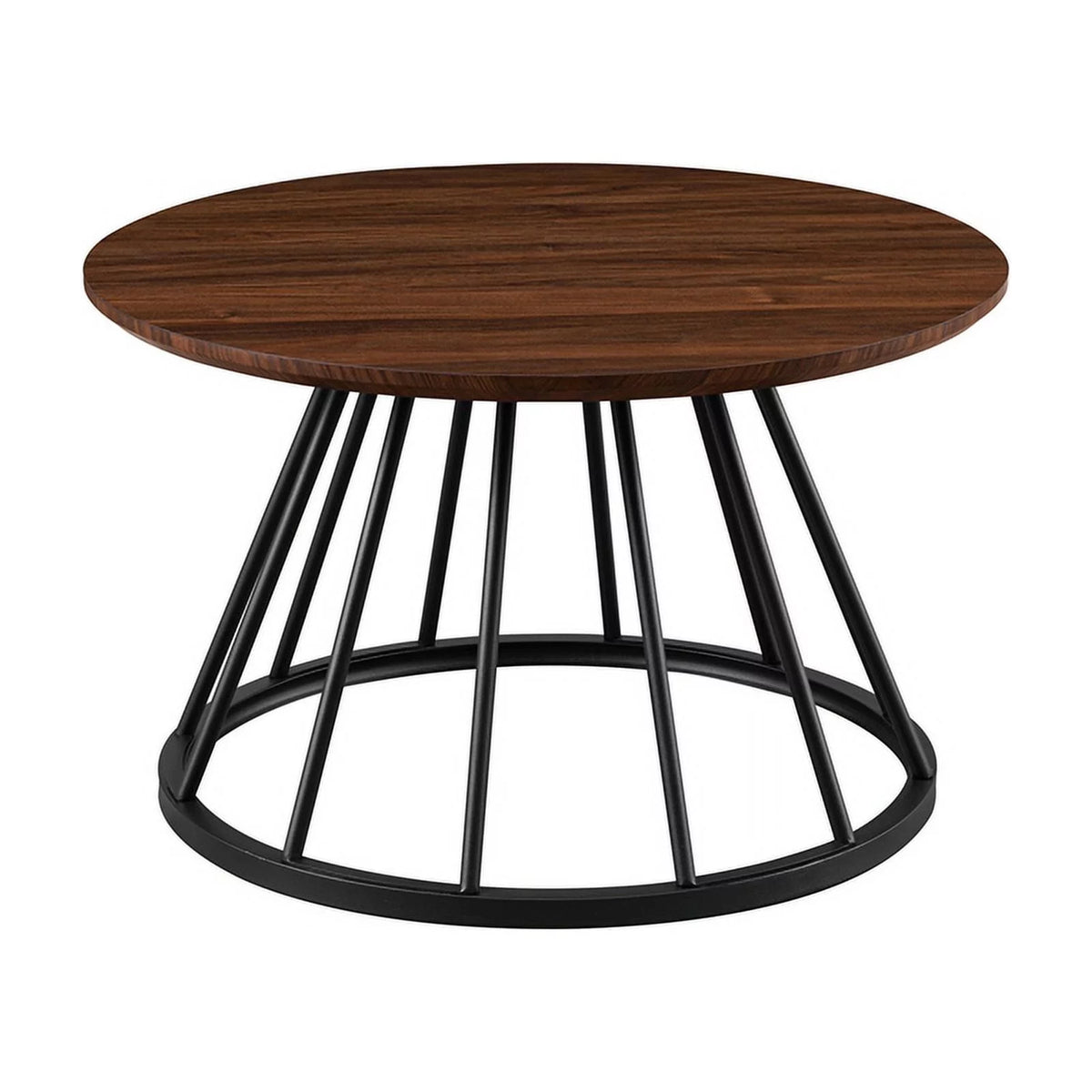 Dark Walnut Black Wood Coffee Table with Metal Base D48682