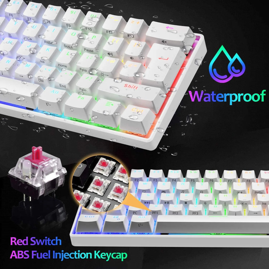 White 62 Keys Wired Mechanical Gaming Keyboard B77414