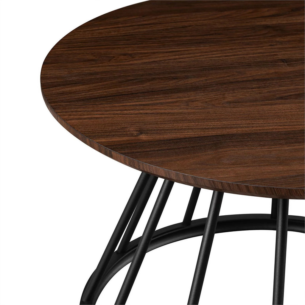Dark Walnut Black Wood Coffee Table with Metal Base D48682