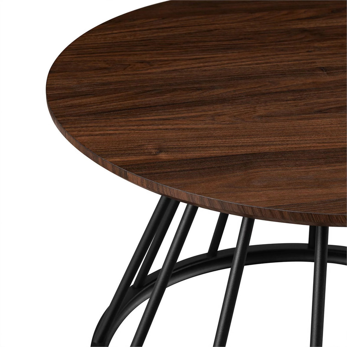 Dark Walnut Black Wood Coffee Table with Metal Base D48682
