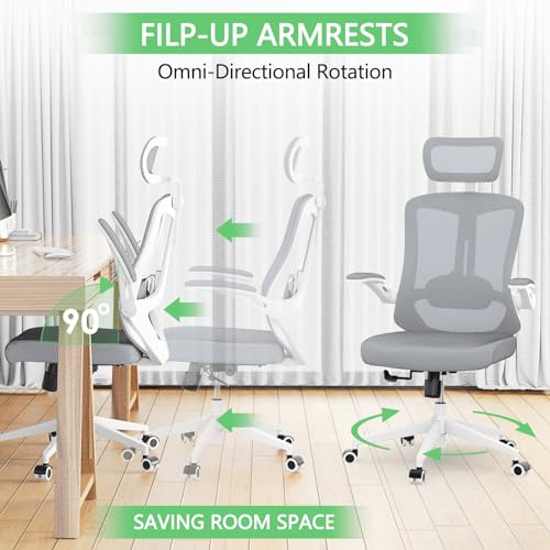 White+Khaki Mesh High Back Office Chair with Wheels B754