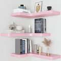 Black Solid Wood Corner Floating Shelves Set of 3 K8187