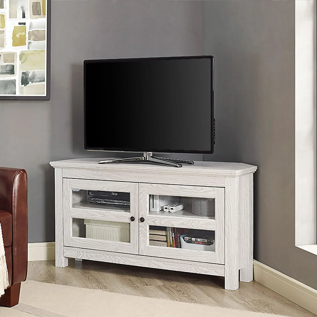 Grey Wash Wood Corner TV Console I679015