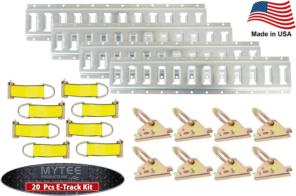 32 Pieces E Track Tie-Down Kit with 8 Horizontal 5 Ft E Track Rails O919424