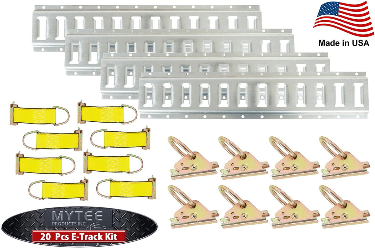 32 Pieces E Track Tie-Down Kit with 8 Horizontal 5 Ft E Track Rails O919424