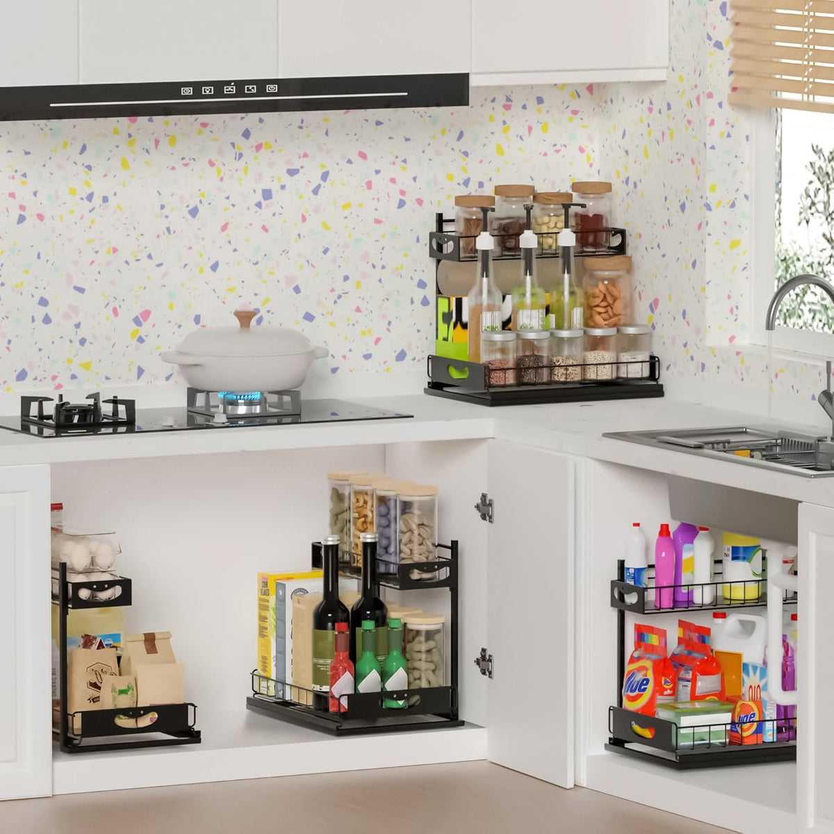 2 Pack Under Sink Organizer with Pull-Out Drawers White L1456