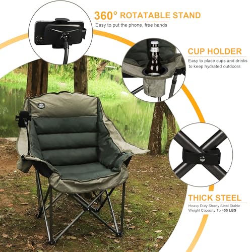 Oversized XL Folding Camping Chair with Cup Holder and Carry Bag T254338