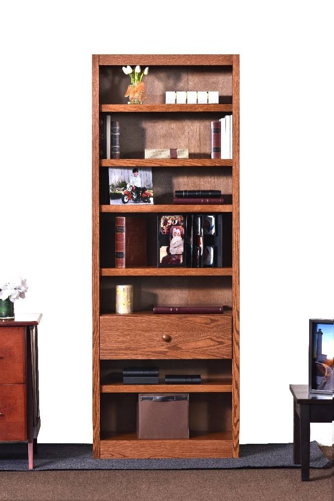Dry Oak Finish Bookcase with Shelf and Drawer X616233
