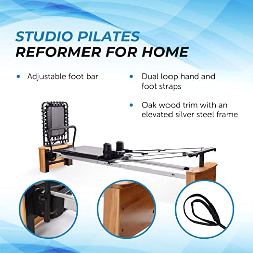 Chrome Black Padded Pilates Reformer with Cardio Rebounder K557577