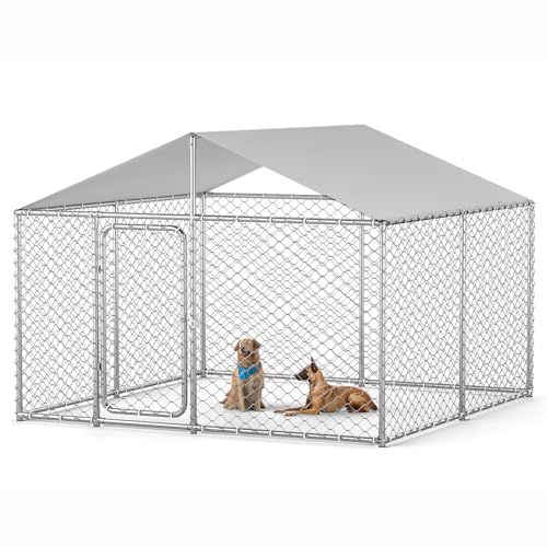 7.8x7.8 ft Outdoor Heavy Duty Dog Kennel with Waterproof Cover Roof and Security Lock N15997