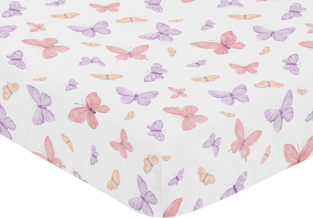 Pink and Purple Shabby Chic Butterfly Girl Baby Crib Bedding Set 3p T872