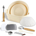 9.5 Inch Round & 10.5 Inch Oval Foldable Sourdough Bread Proofing Basket with Linen Liner Q788