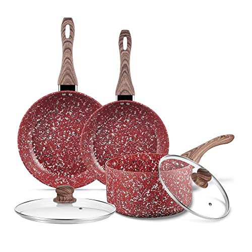 5 Piece Nonstick Cookware Set with Saucepan and Frying Pans X202955