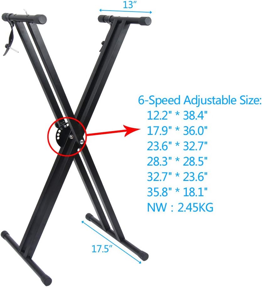 Heavy-Duty Double-X Adjustable Piano Keyboard Stand and Classic Piano Bench N6596