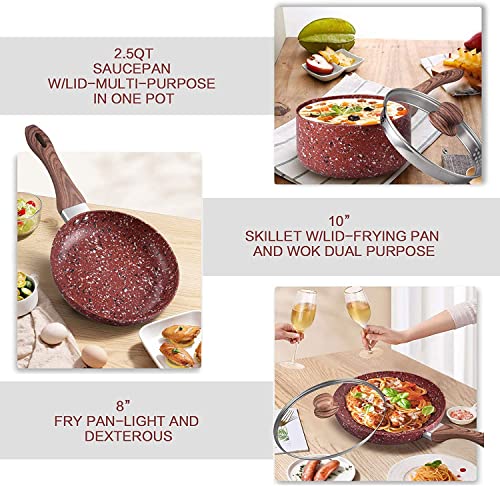 5 Piece Nonstick Cookware Set with Saucepan and Frying Pans X202955