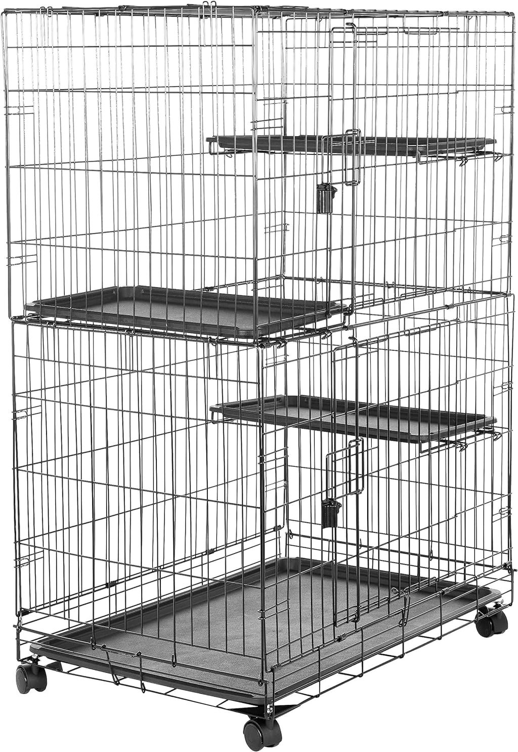 Large 3-Tier Cat Playpen Cage Crate Kennel, Black Z303