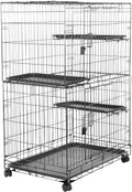 Large 3-Tier Cat Playpen Cage Crate Kennel, Black Z303